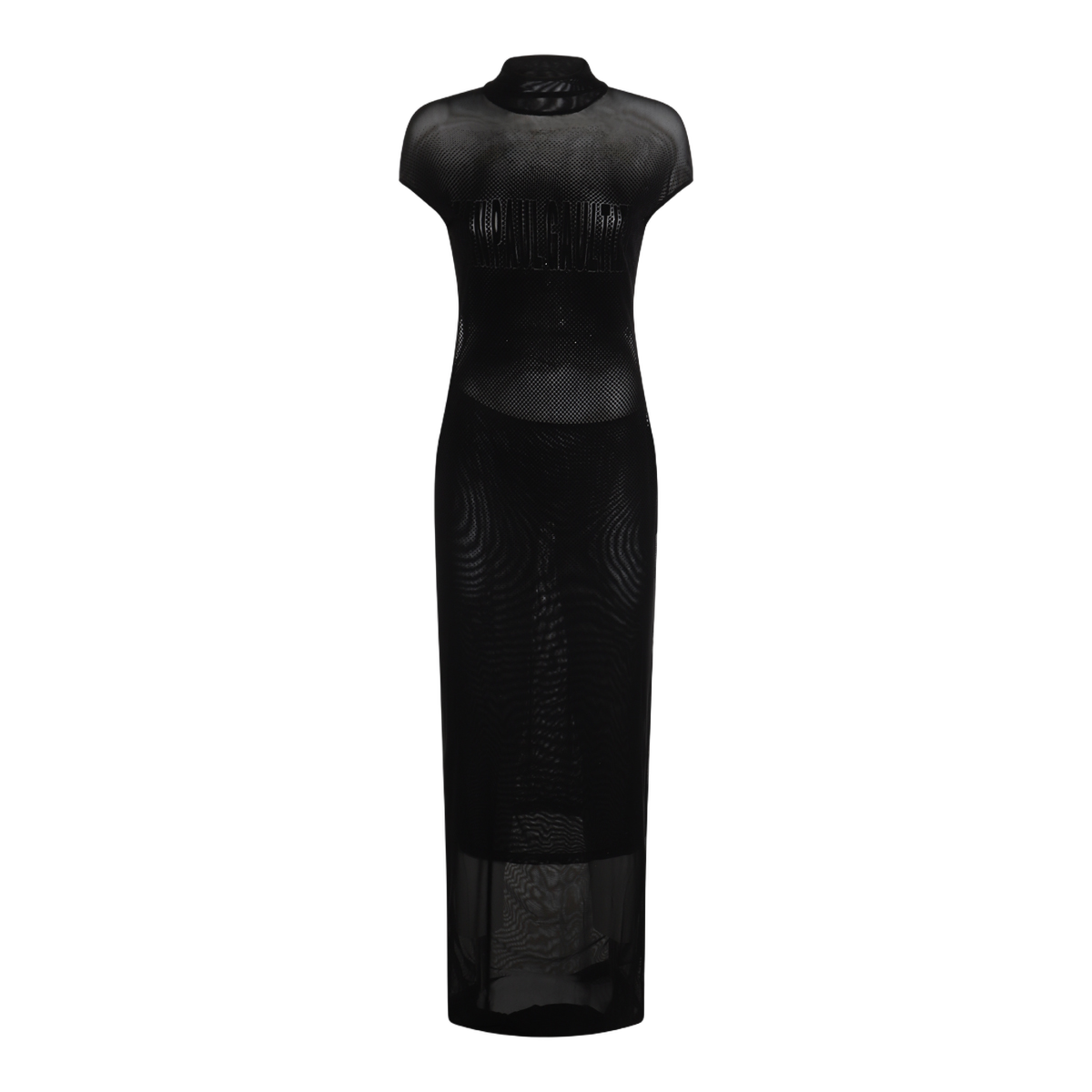 Long Sheer Black Dress with High Neckline