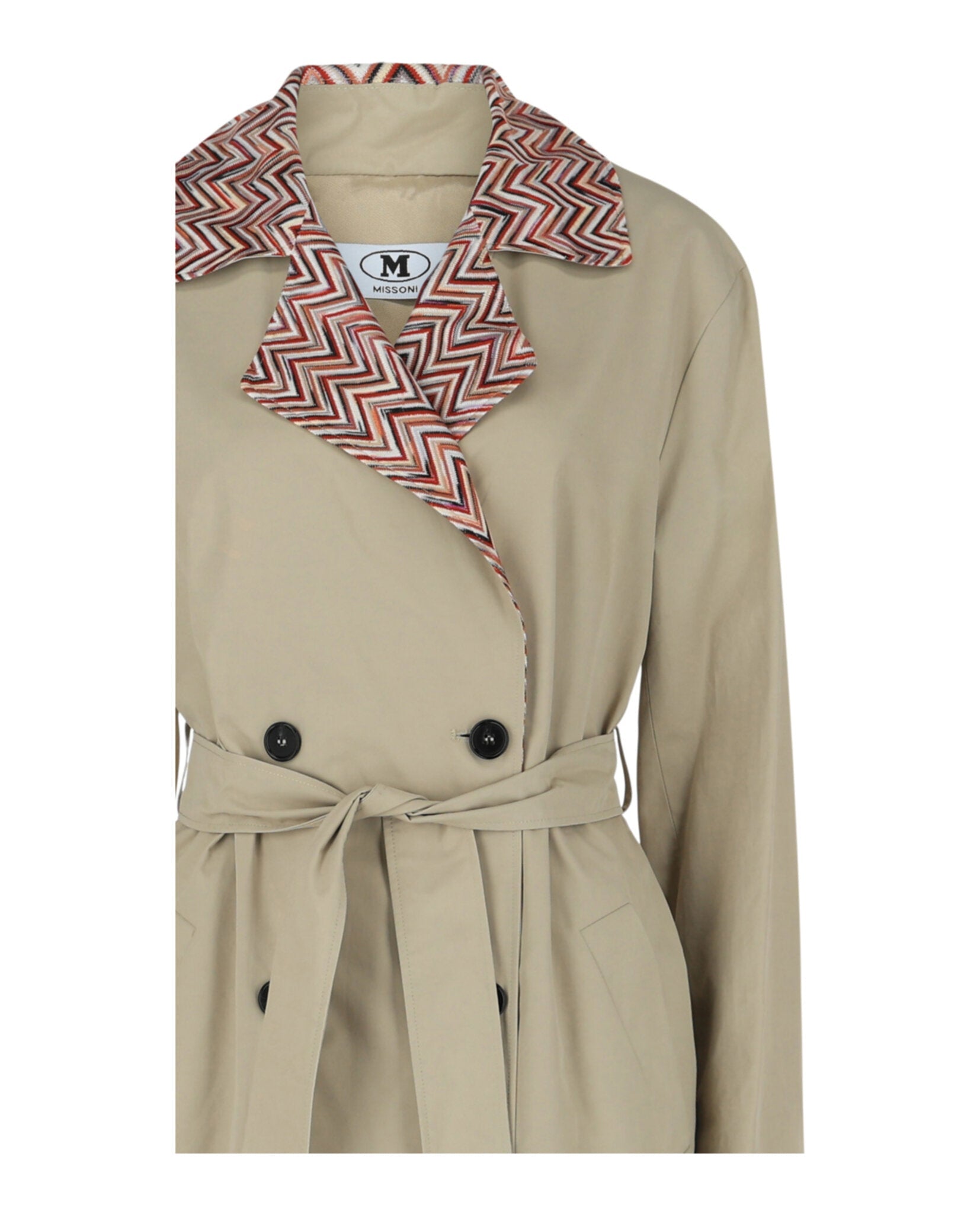 Double Breasted Chevron Trench Coat