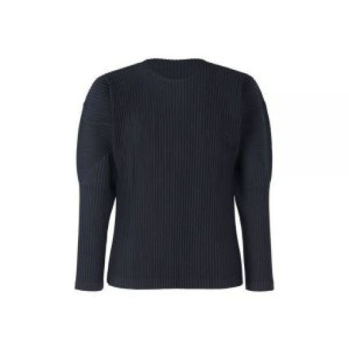 Long-Sleeve Pleated Top With Ribbed Design