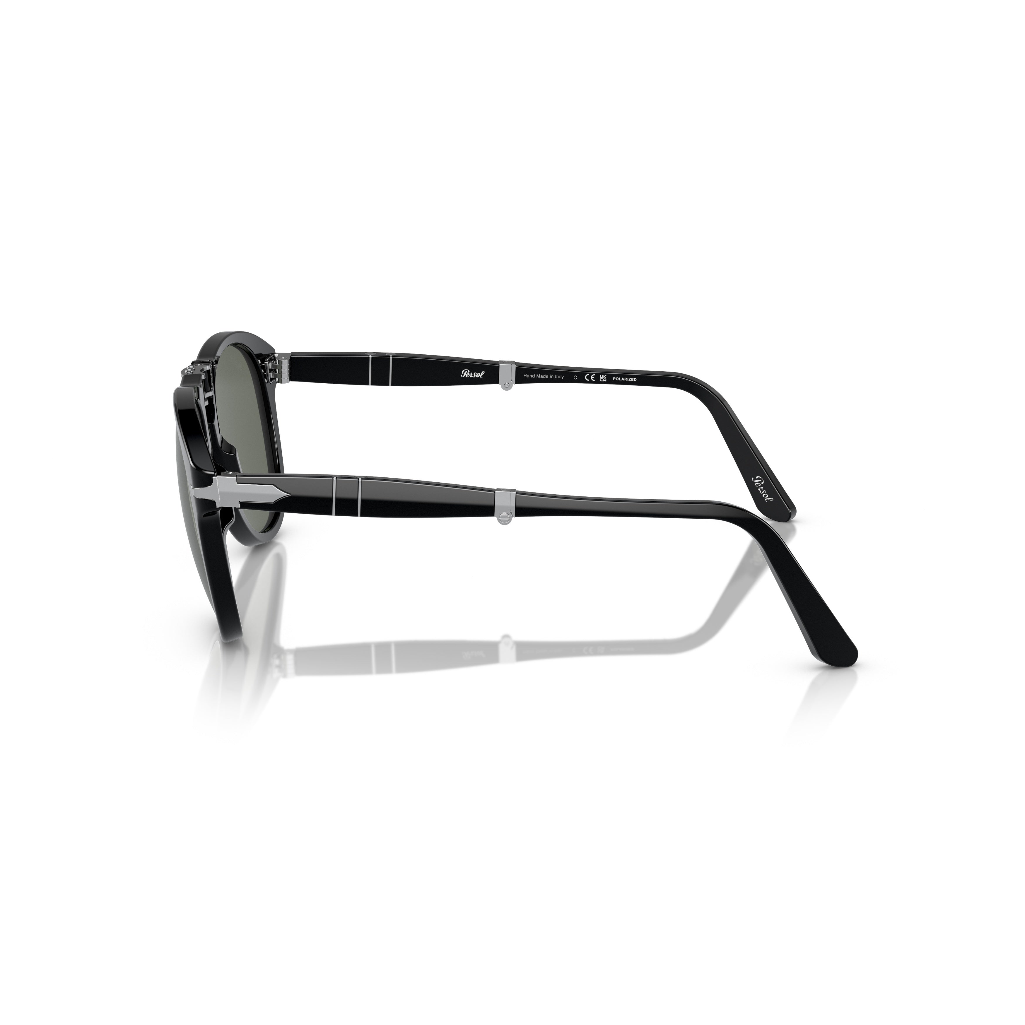 0po0714 Rounded Black Acetate Sunglasses with Keyhole Bridge