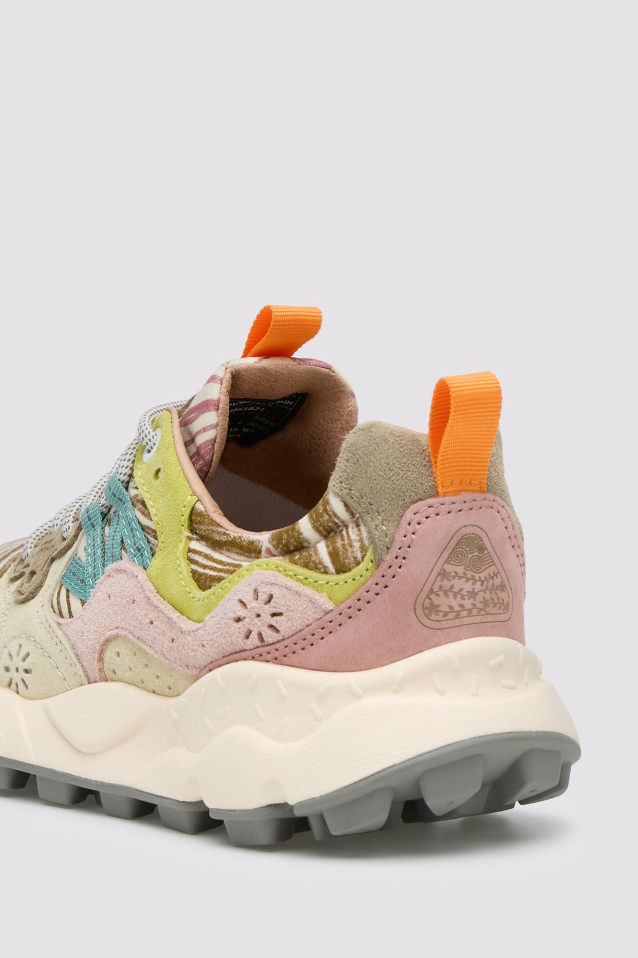 Multi-Textured Sneakers with Floral and Striped Accents