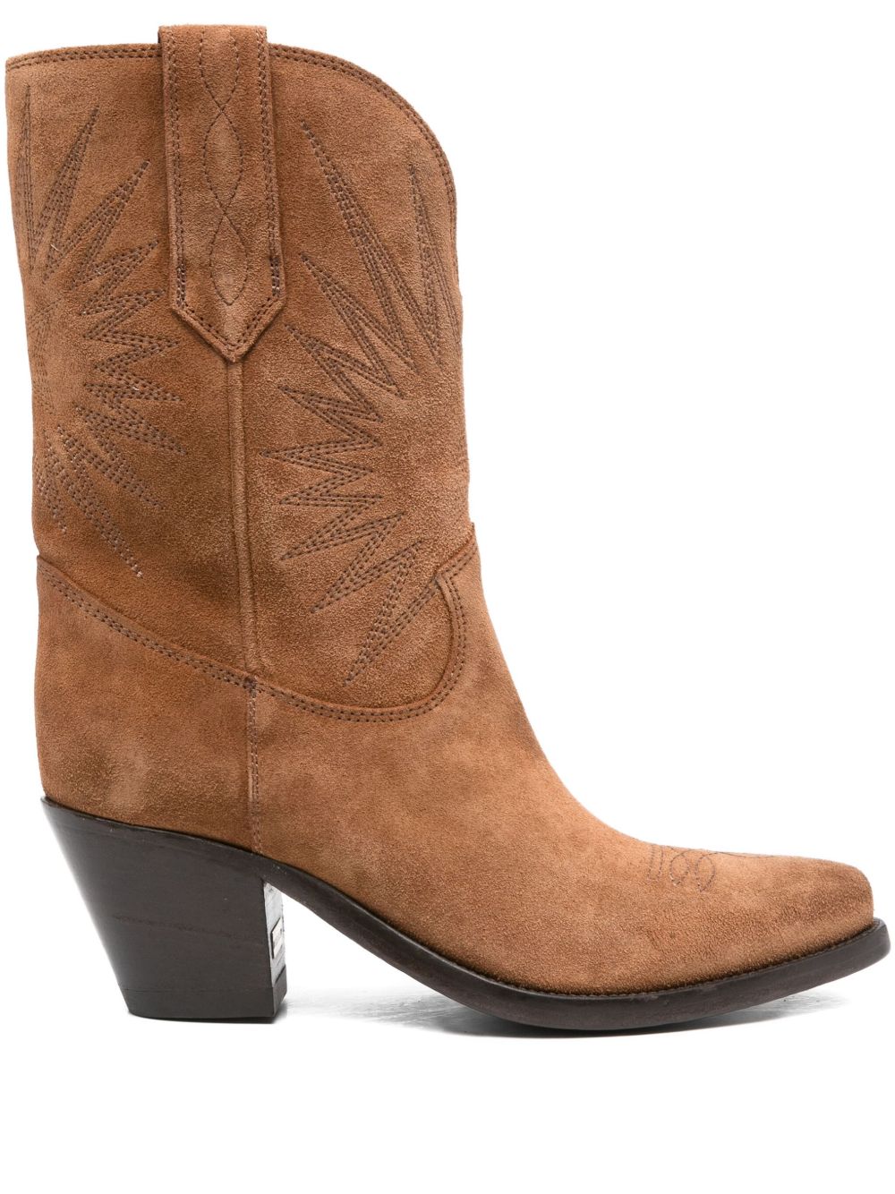Mid-Calf Brown Calf Suede Boots