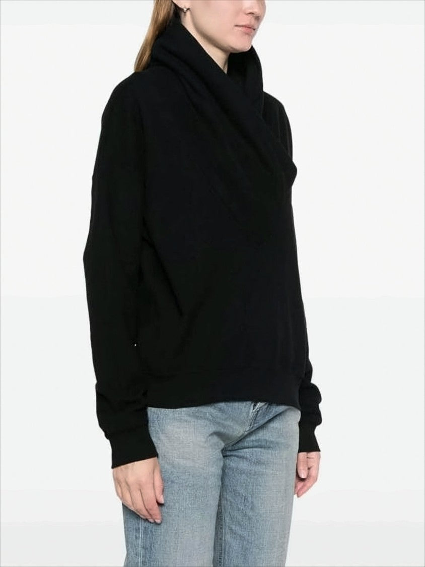 Draped Cowl Neck Long-Sleeve Top