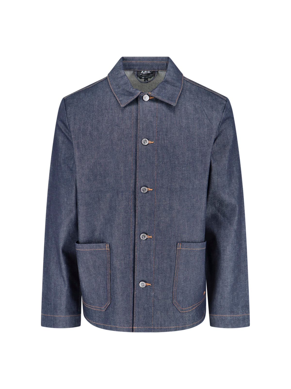 Classic Blue Denim Jacket with Curved Hem