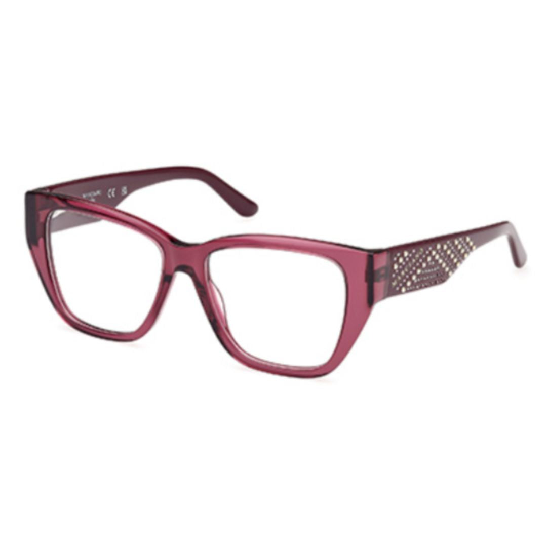 Gm50019 Translucent Burgundy Angular Sunglasses with Metallic Studs