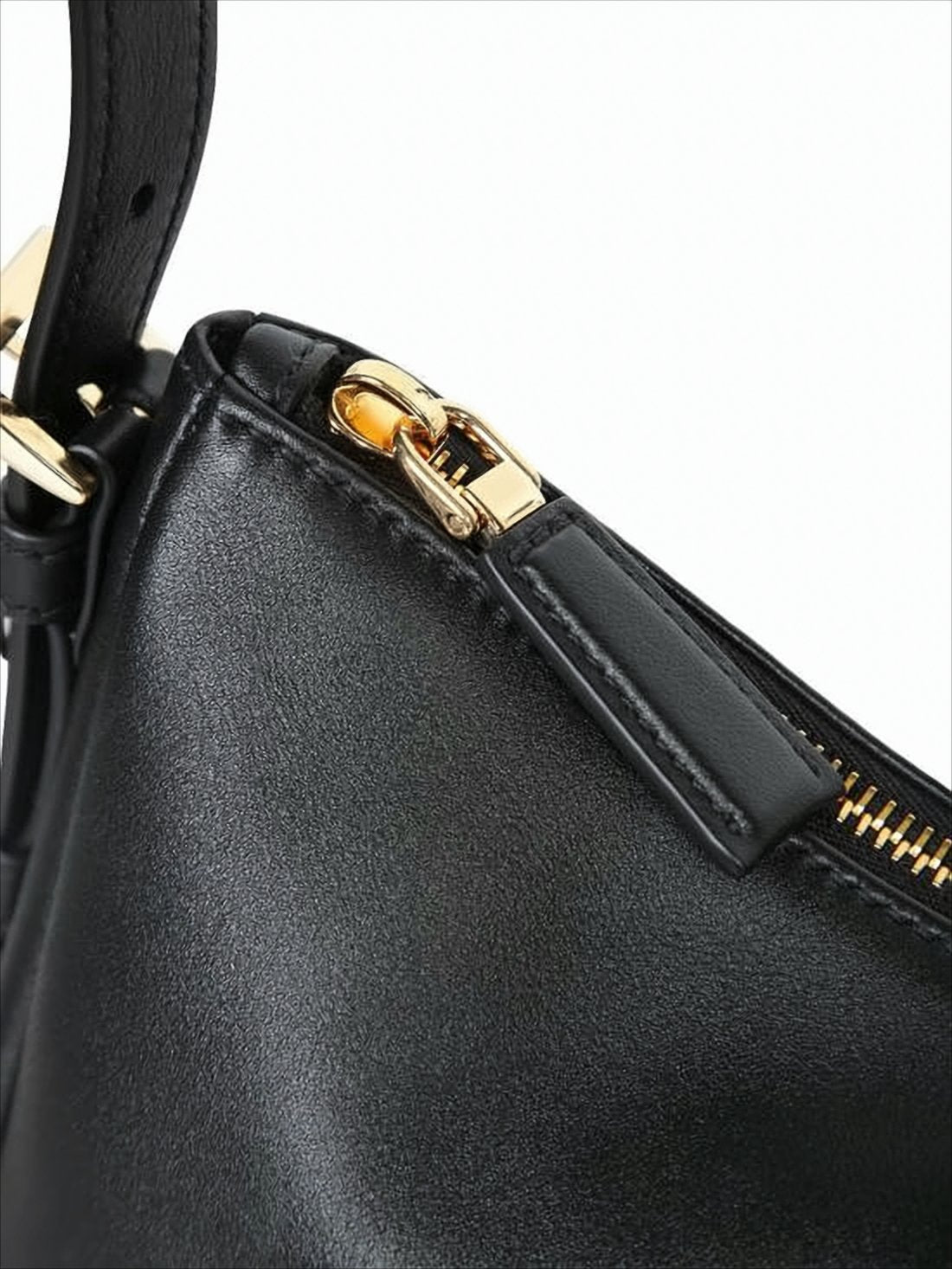 Minimalist Black Calf Leather Shoulder Bag