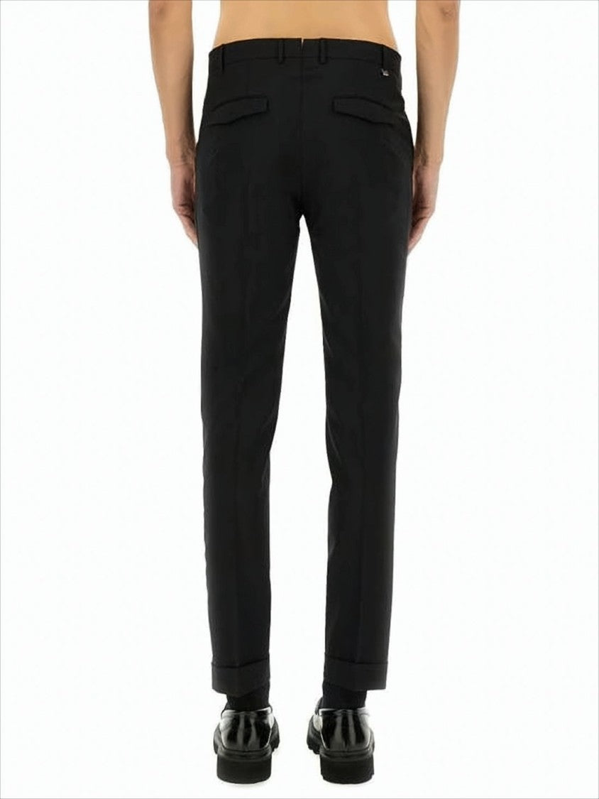 Tailored Black Straight Pants with Cuffed Hem