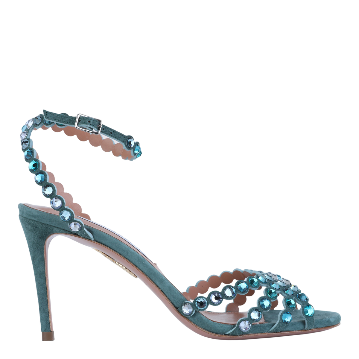 High-Heeled Sandals with Scalloped Straps