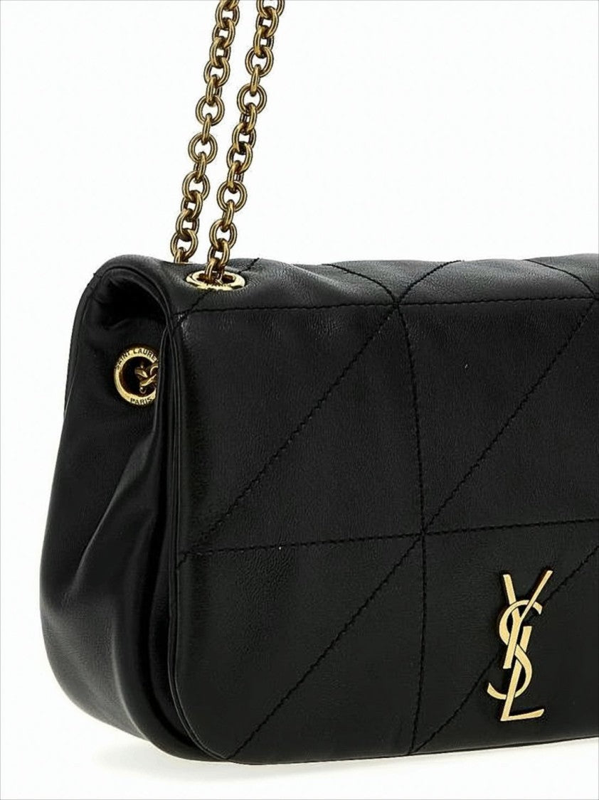 Geometric Stitching Shoulder Bag with Gold Hardware