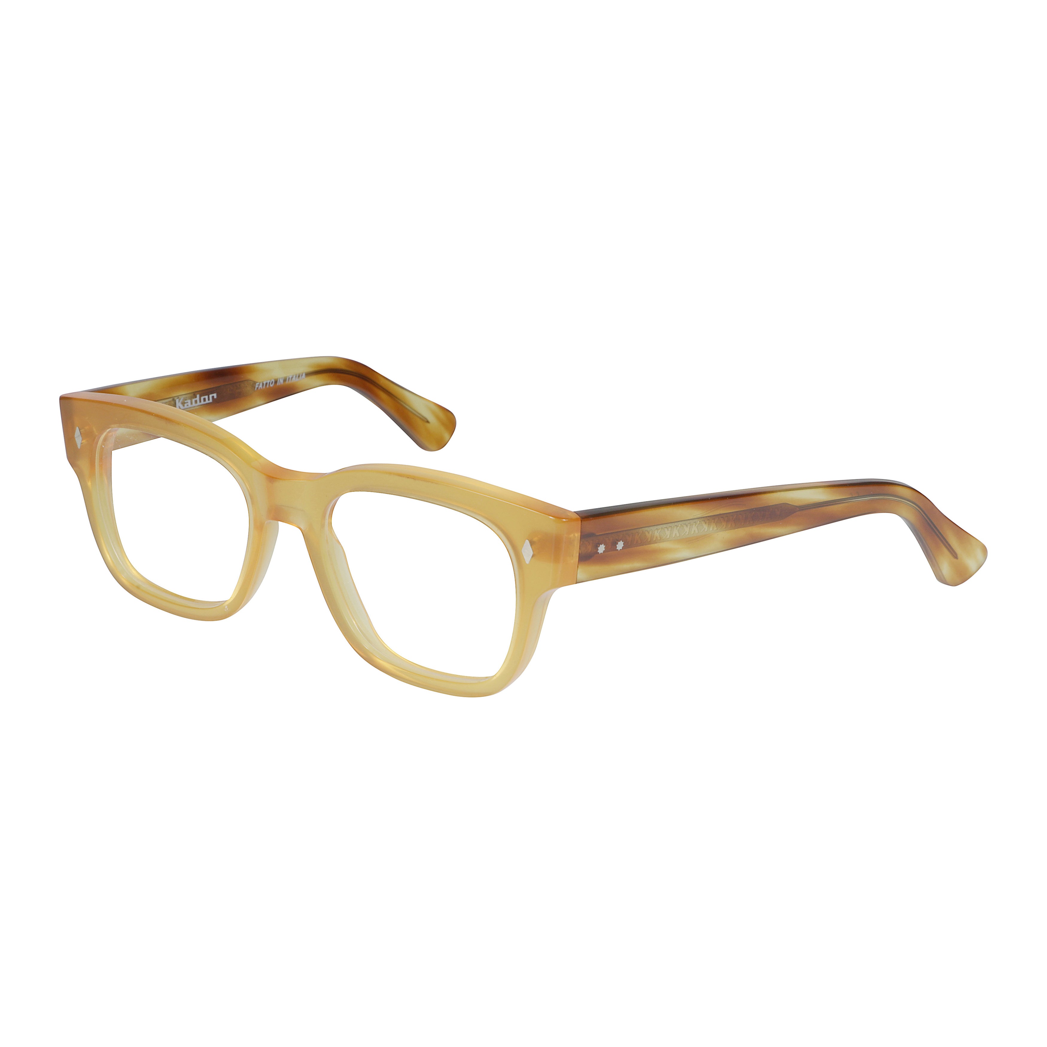 Timeless/N 1962 Translucent Amber Rectangular Sunglasses with Tortoiseshell Temples