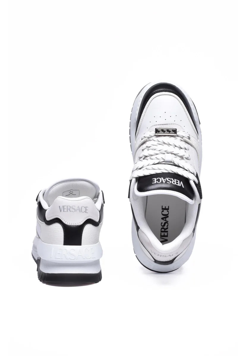 Leather Sneakers with Laces - White/Black