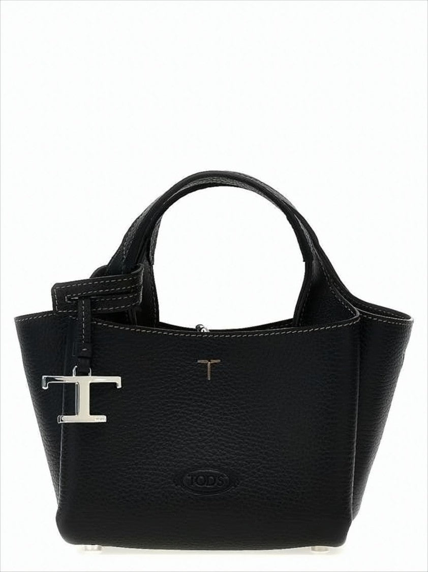 Textured Calf Leather Shoulder Bag With Dual Handles