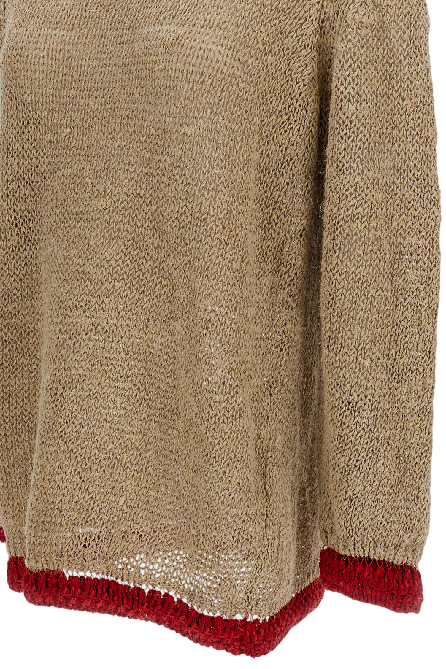 Beige Linen Crew Neck Pullover