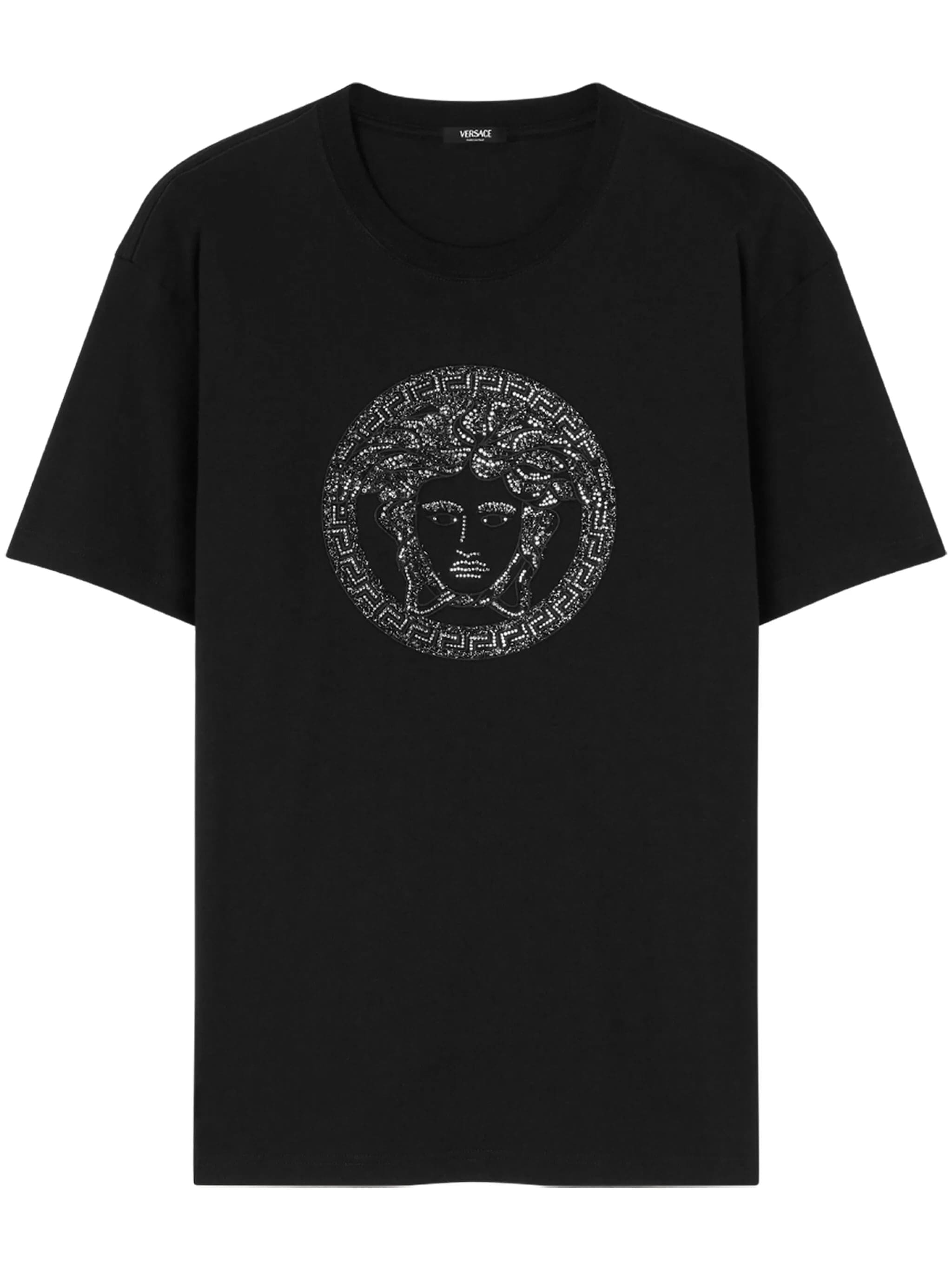 Medusa Embroidery Microcrystal Cotton T-shirt