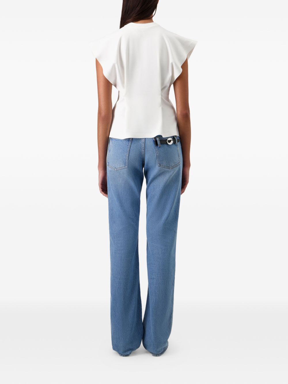 Cap Sleeve White Top with Adjustable Snap Buttons