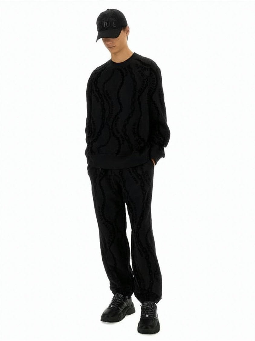 Black Jogger Pants with Textured Pattern