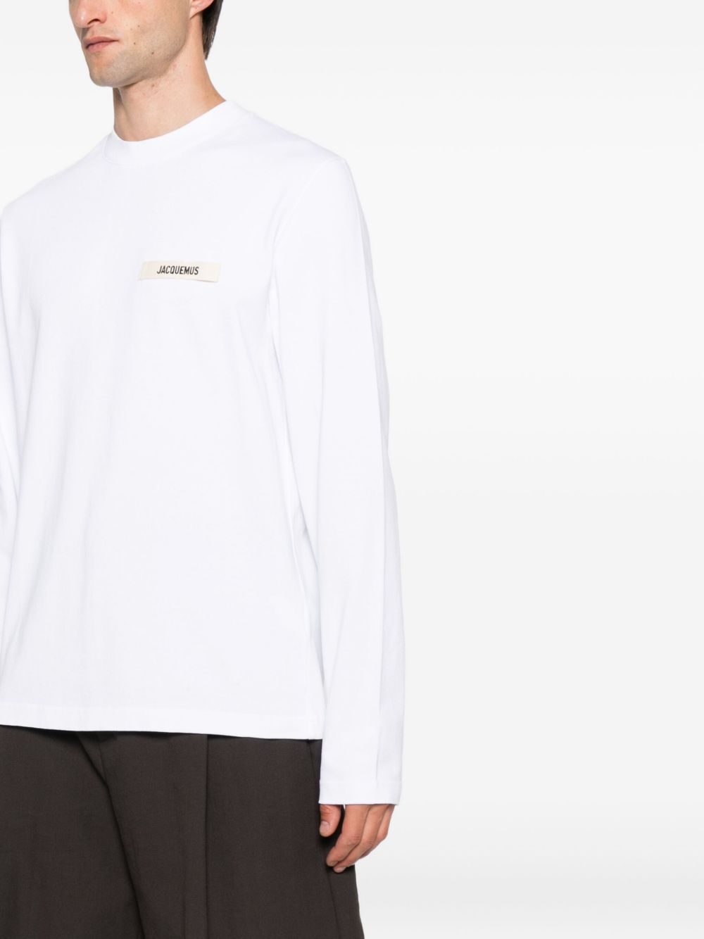 White Long-Sleeve Crew Neck T-Shirt