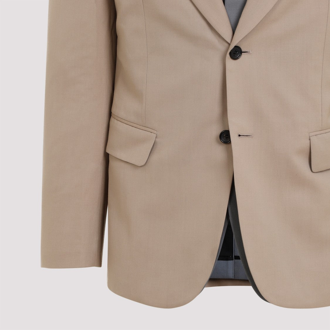 Gray And Beige Layered Wool Jacket