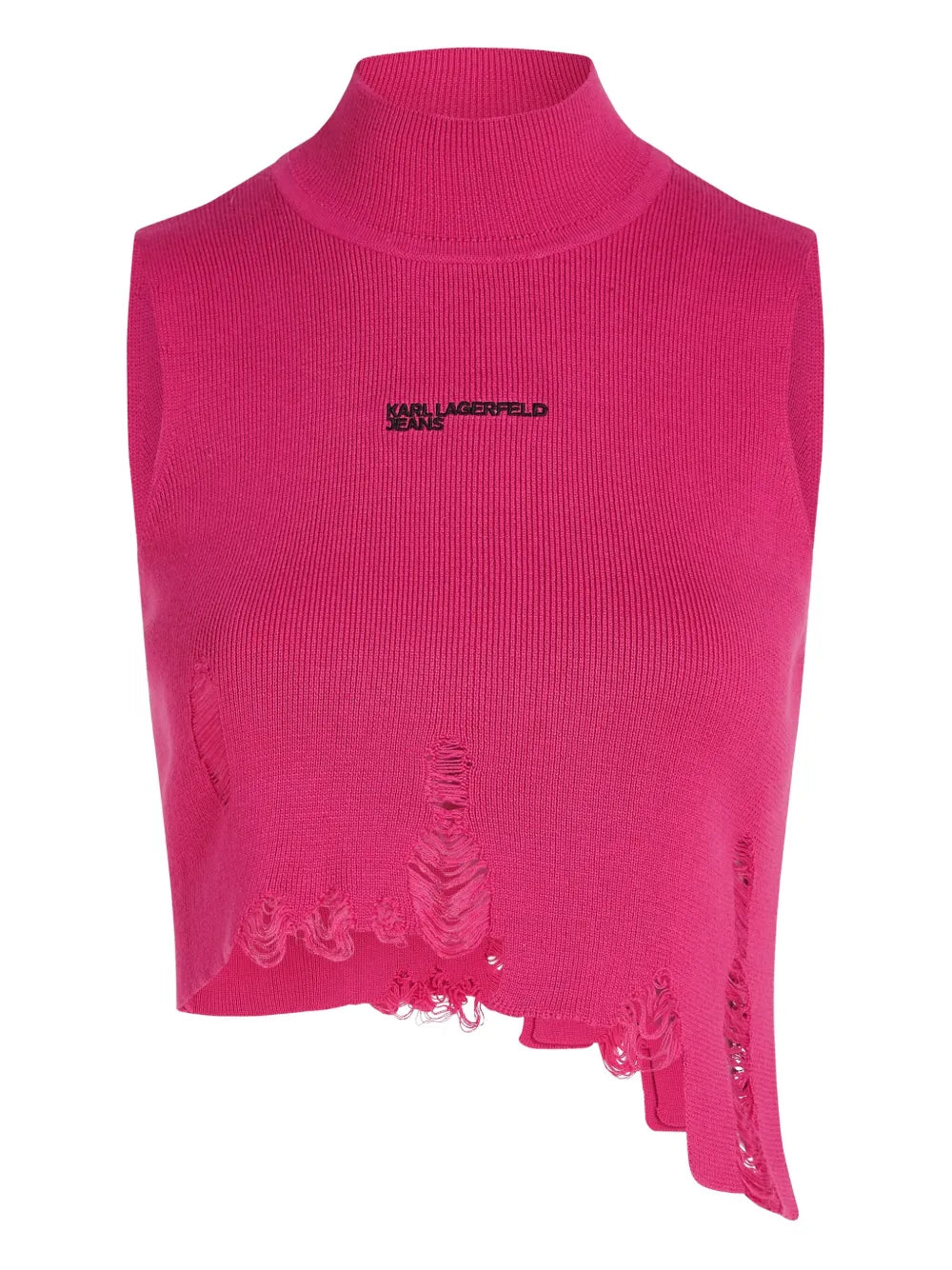 Sleeveless Crop Top with High Neckline