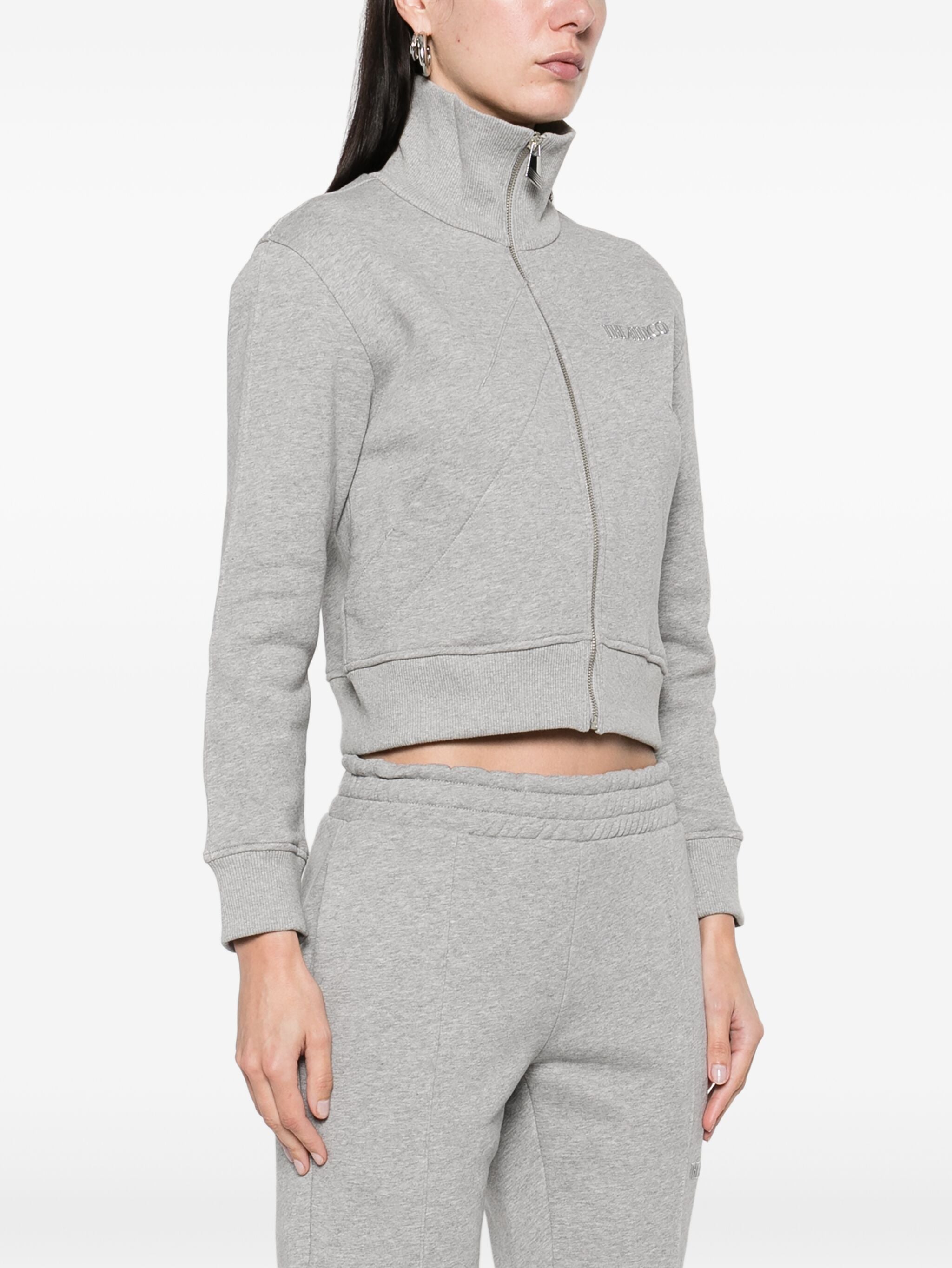 Grey Cropped American Fleece Jacket