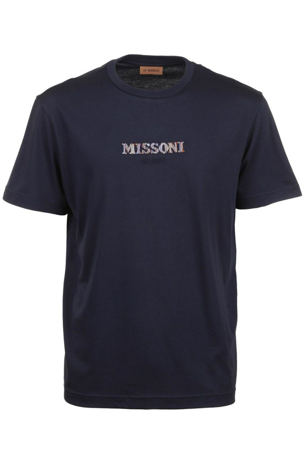 Blue Cotton Logo Embroidered T-Shirt
