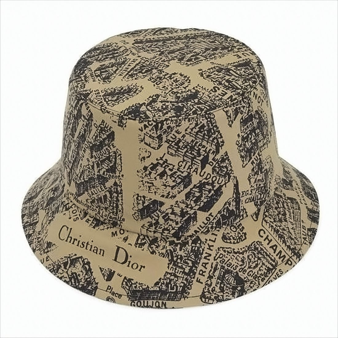 Map Print Bucket Hat with Logo Detail