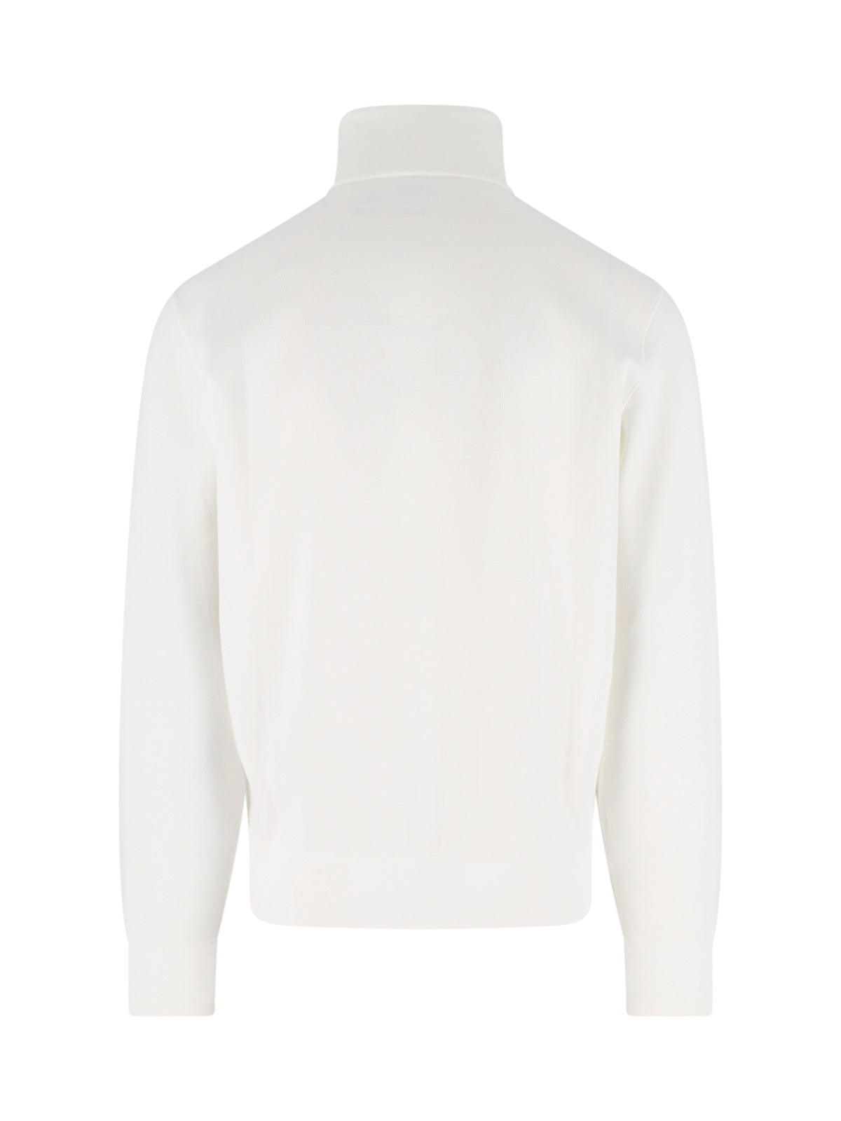 White High-Collar Half-Zip Recycled Sweatshirt
