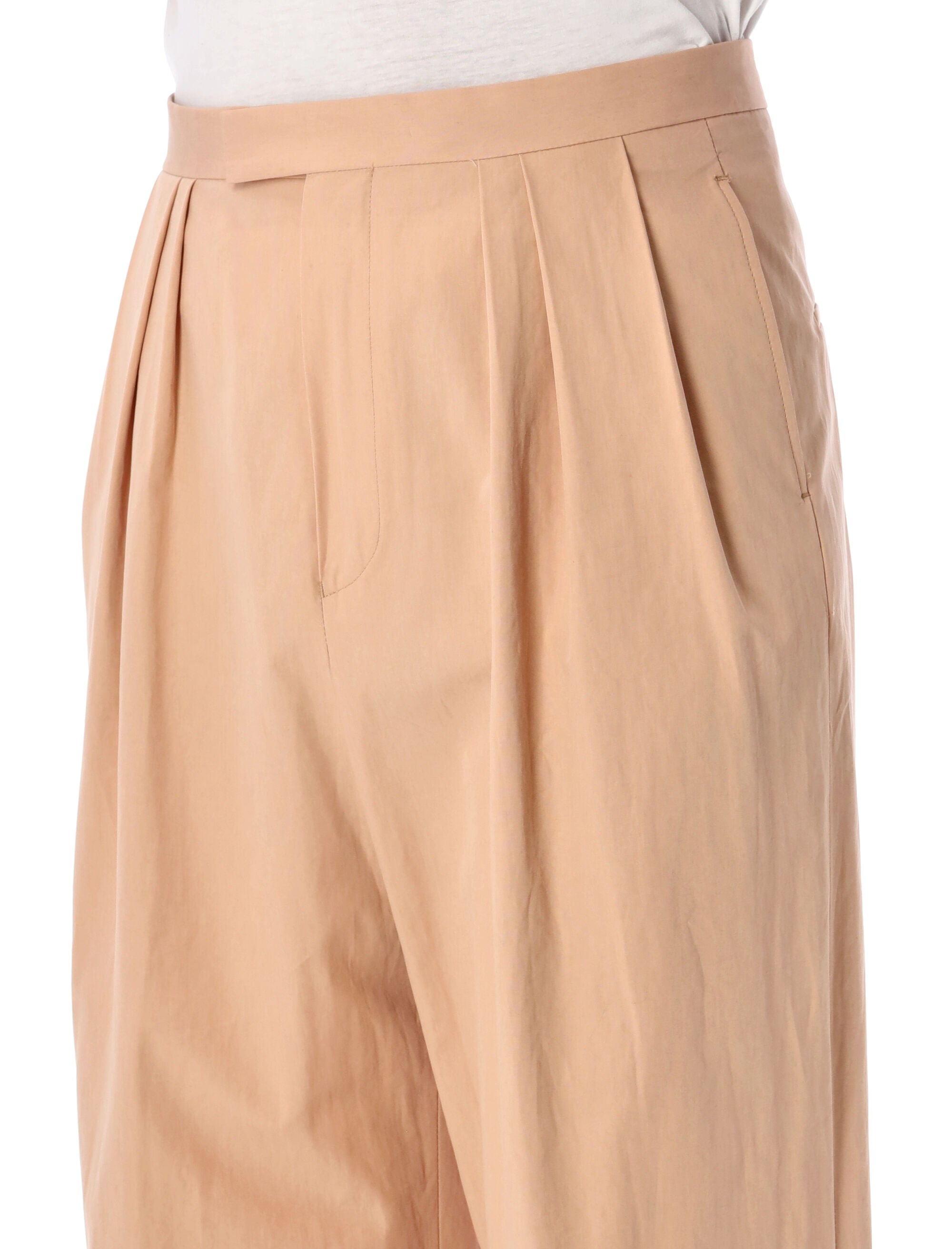Pleated Cotton Poplin Pants