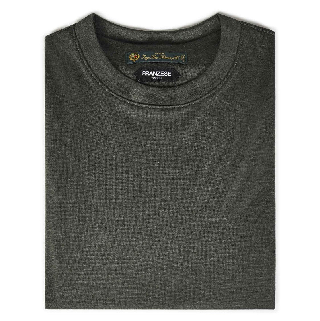 Green Franzese Cashmere T-Shirt With Classic Crewneck Design