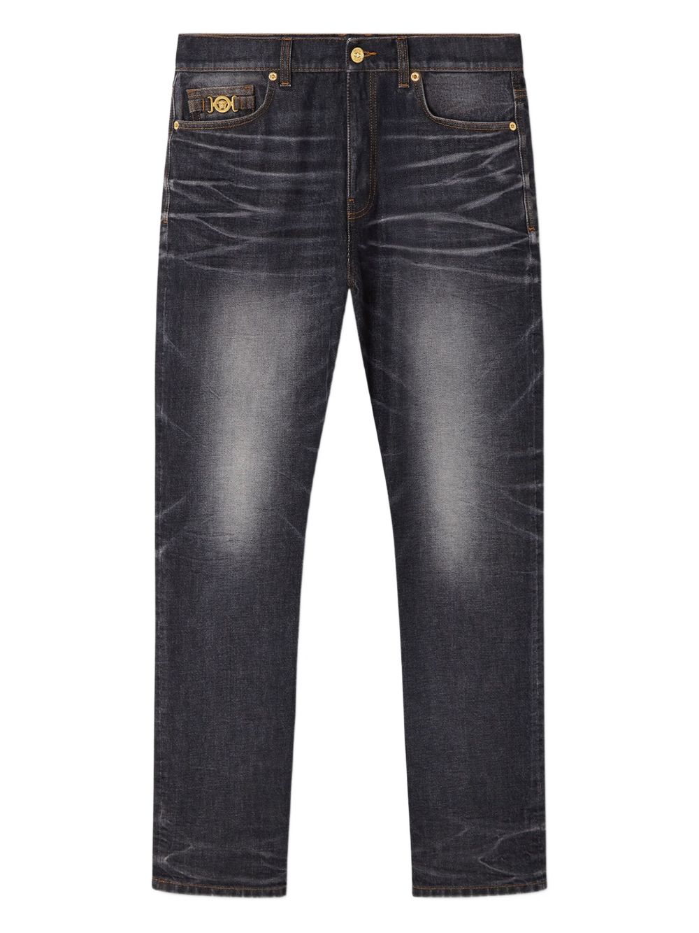 Straight Leg Black Washed Jeans