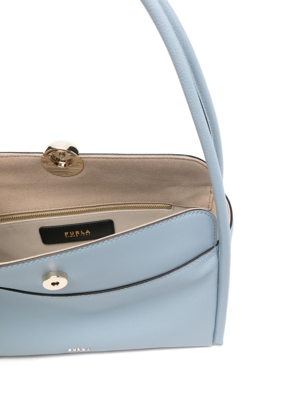 Rectangular Pastel Blue Leather Handbag