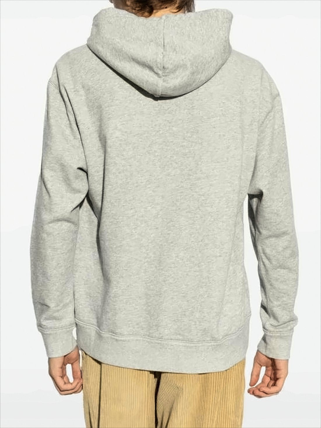 Heather Grey Relaxed-Fit Hoodie with Drawstring Hood