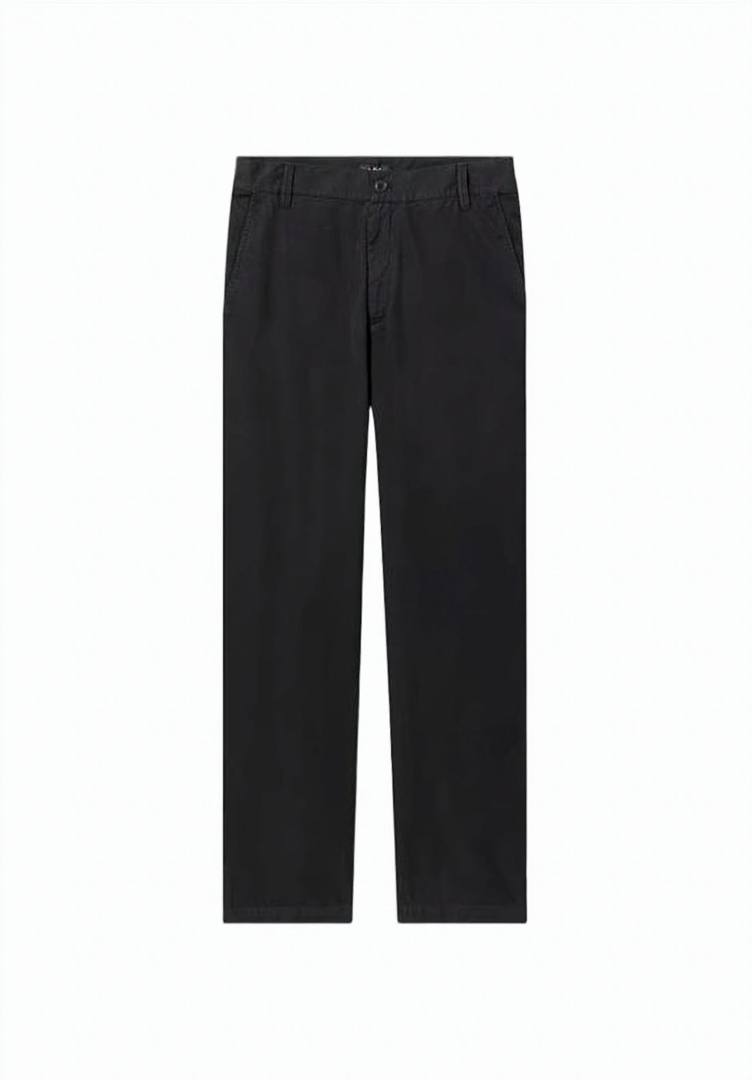 Straight-Fit Cotton Pants with Mid-Rise Waist