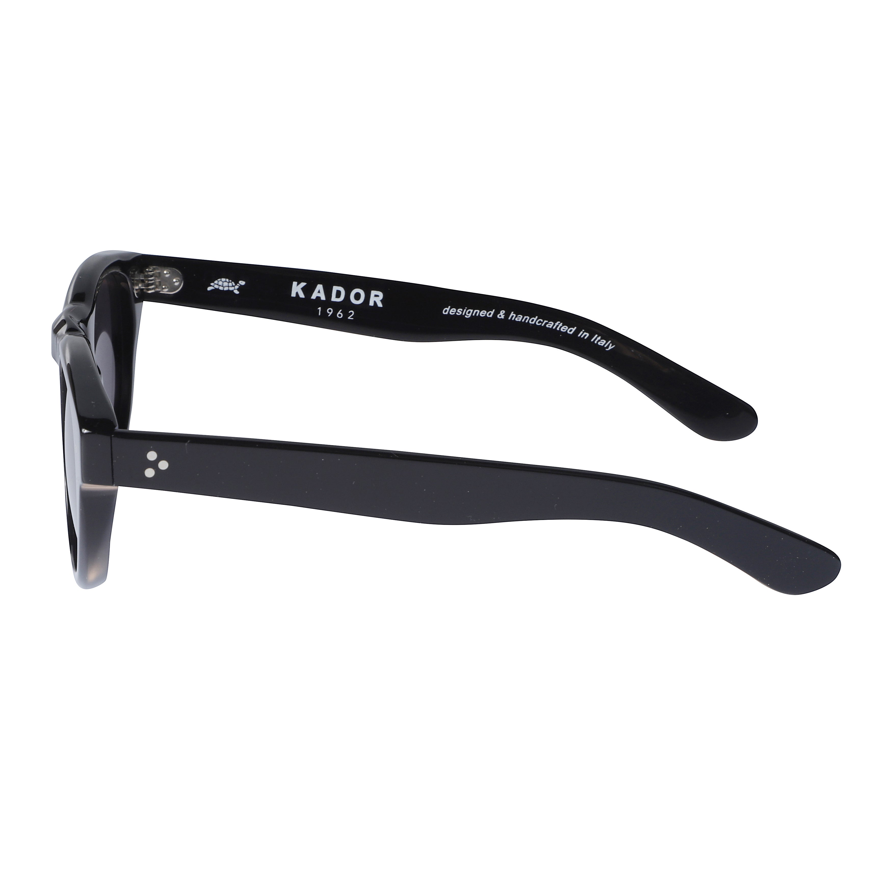 Kosmo/N Glossy Black Rounded Sunglasses with Silver Dot Accents