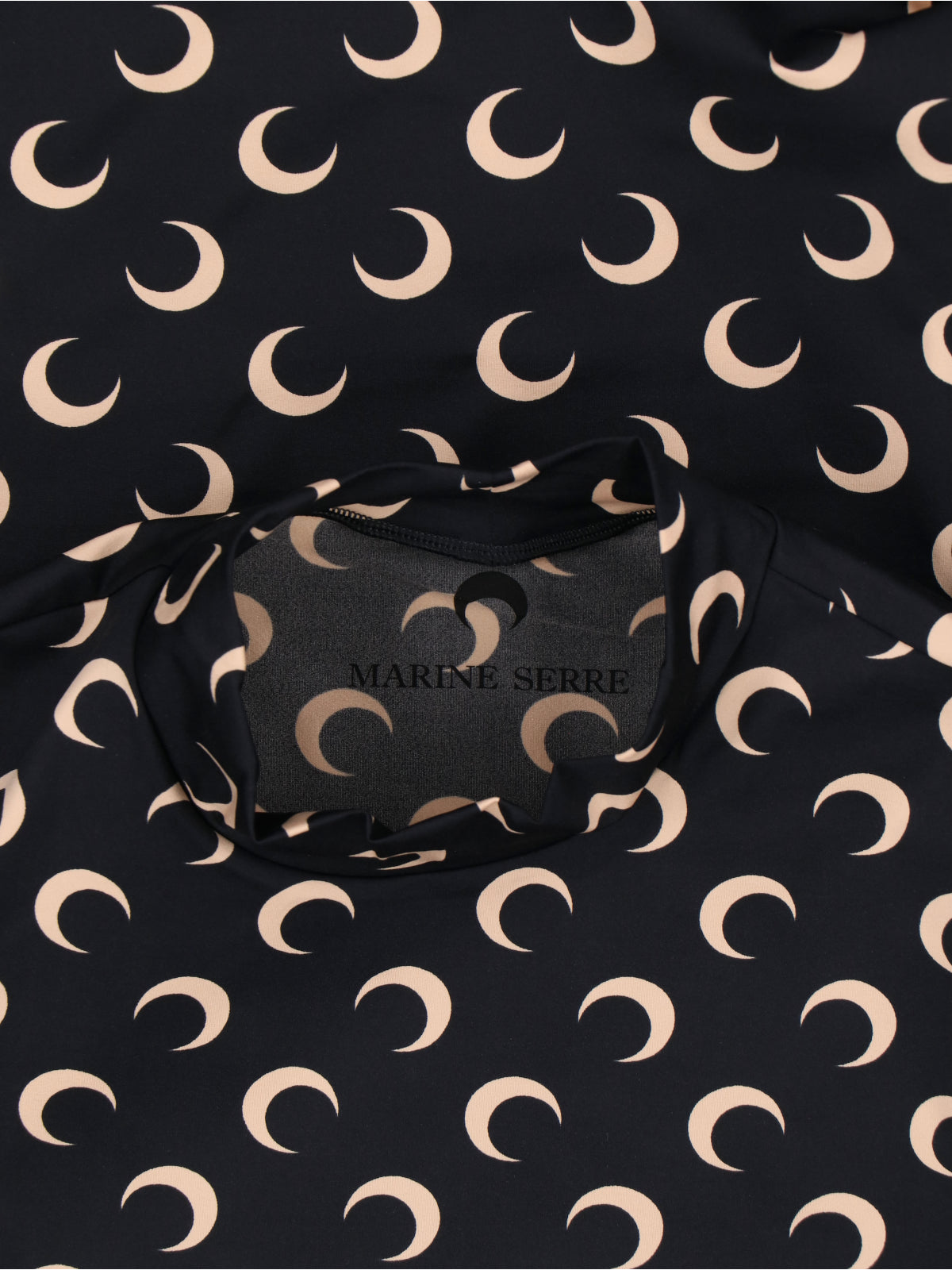 Black Crescent Moon Fitted Long-Sleeve Top