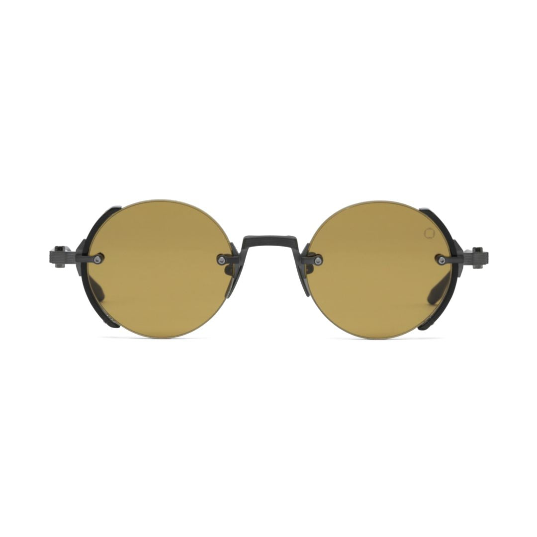 Jupiter Round Amber-Tinted Sunglasses with Textured Detailing