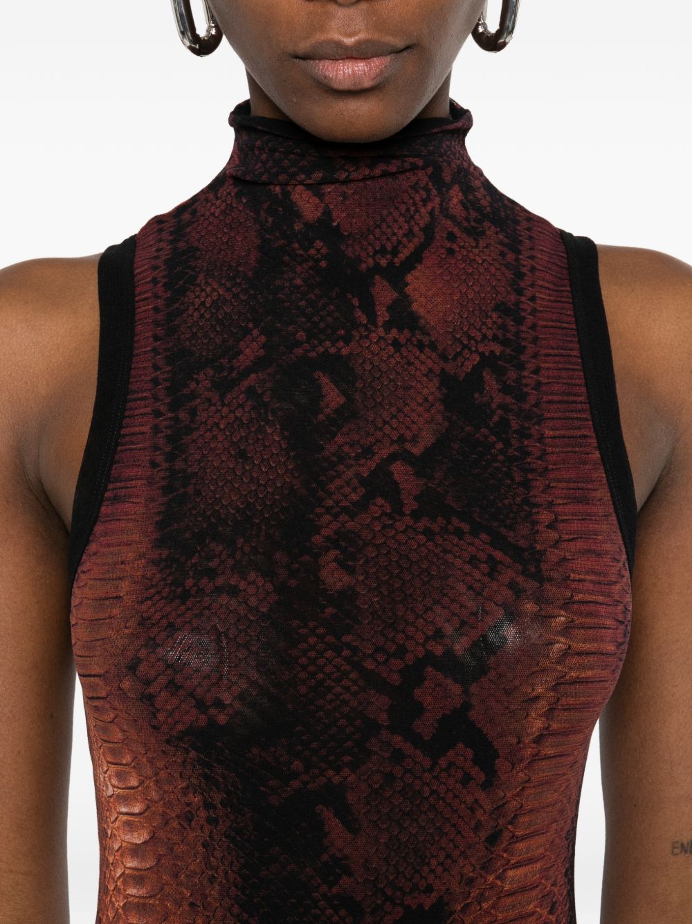 Body-Hugging Mini Dress with Snake Print in Silk
