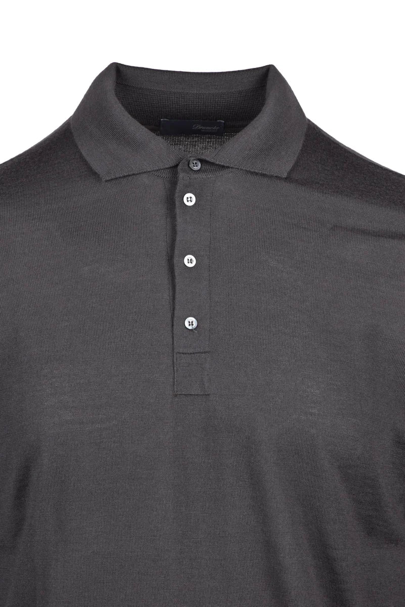 Merino Wool Knit Polo - Stone