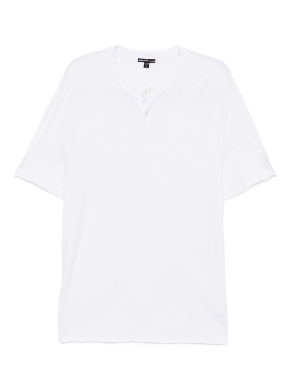 Henley Collar White T-Shirt With Raw Edges