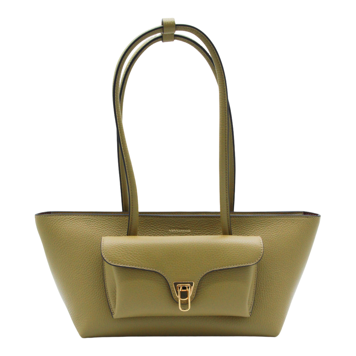 Trapezoidal Handbag with Gold-tone Clasp