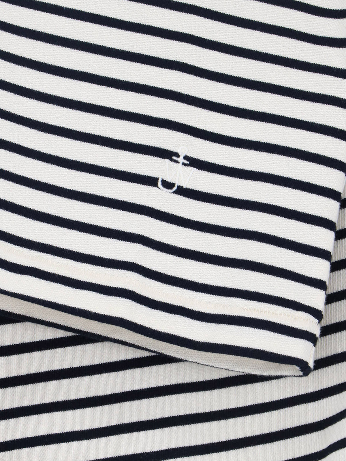 White Striped Knotted Sleeve Cotton T-Shirt