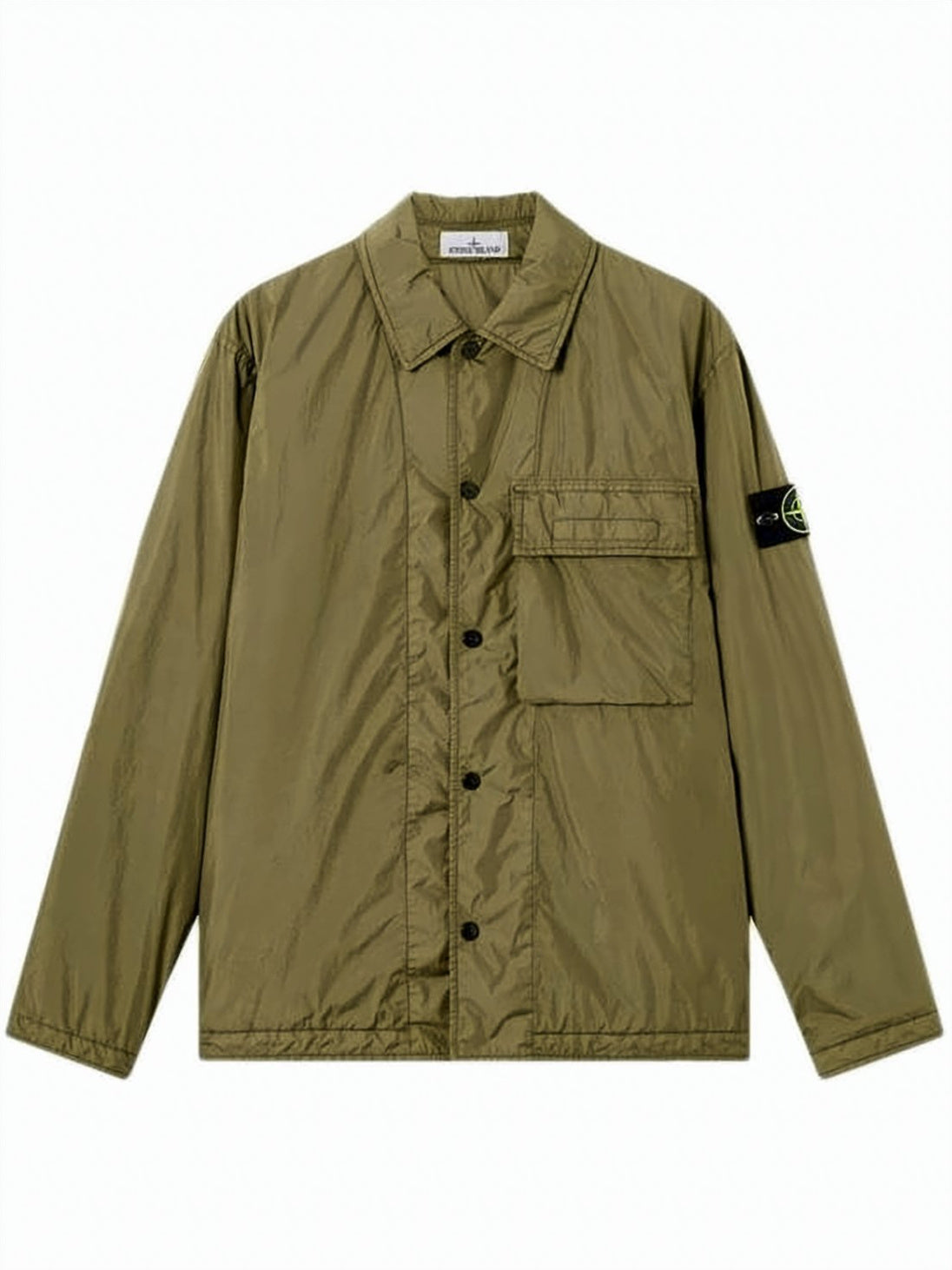 Crinkled Texture Padded Overshirt with Signature Patch