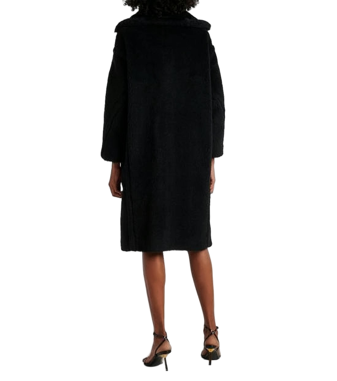 Plush Textured Long Coat with Notched Collar