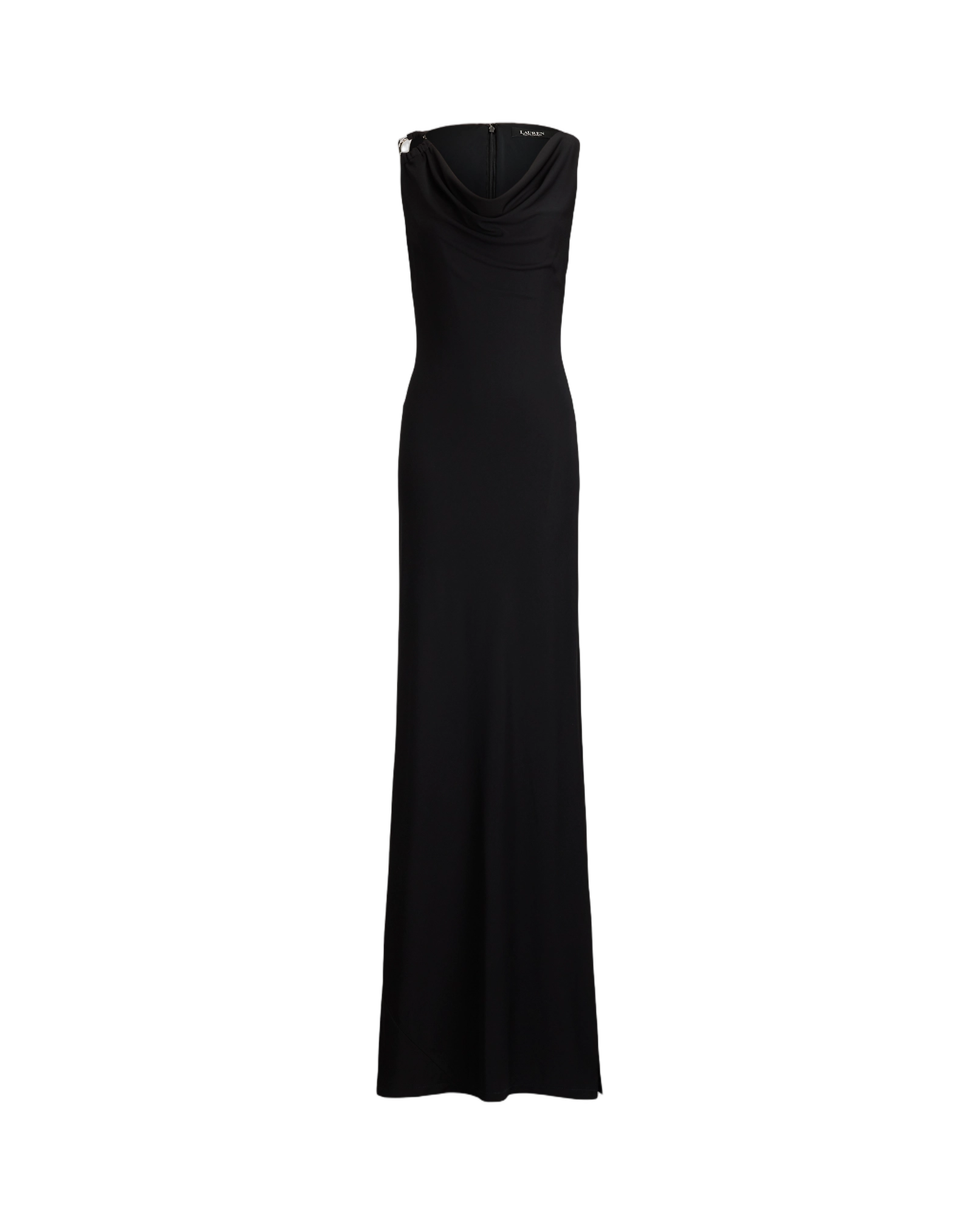 Floor-Length Sleeveless Gown With Draped Neckline