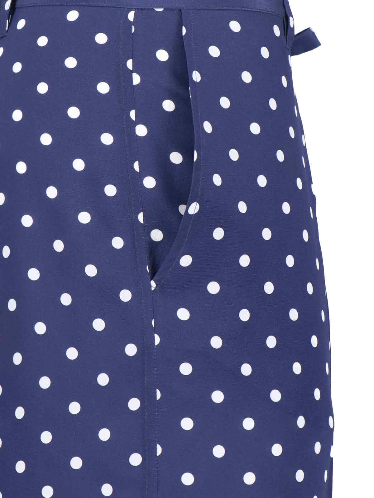 Silk Polka Dot Pants With Front Bow Detail