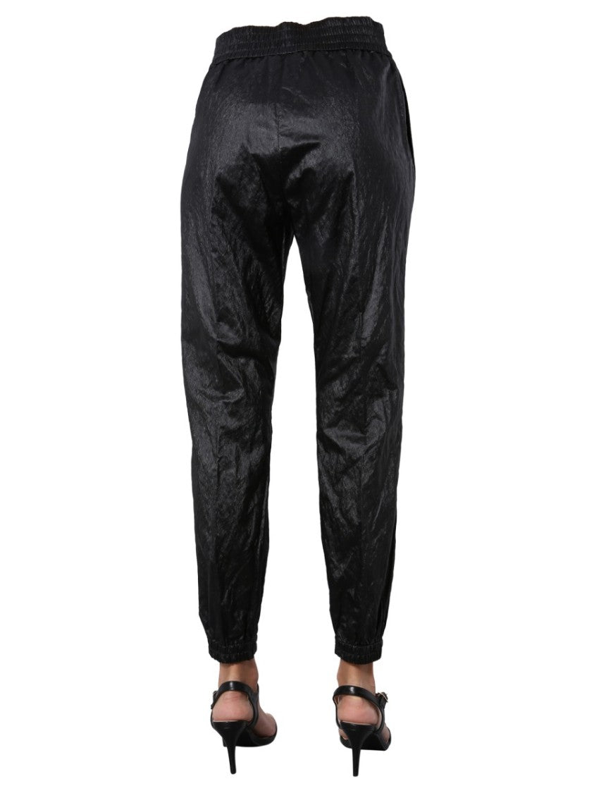 Tapered Track Pants With Crinkled Texture