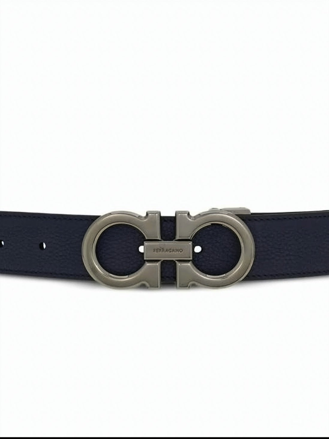 Blue Reversible Double Gancini Calf Belt