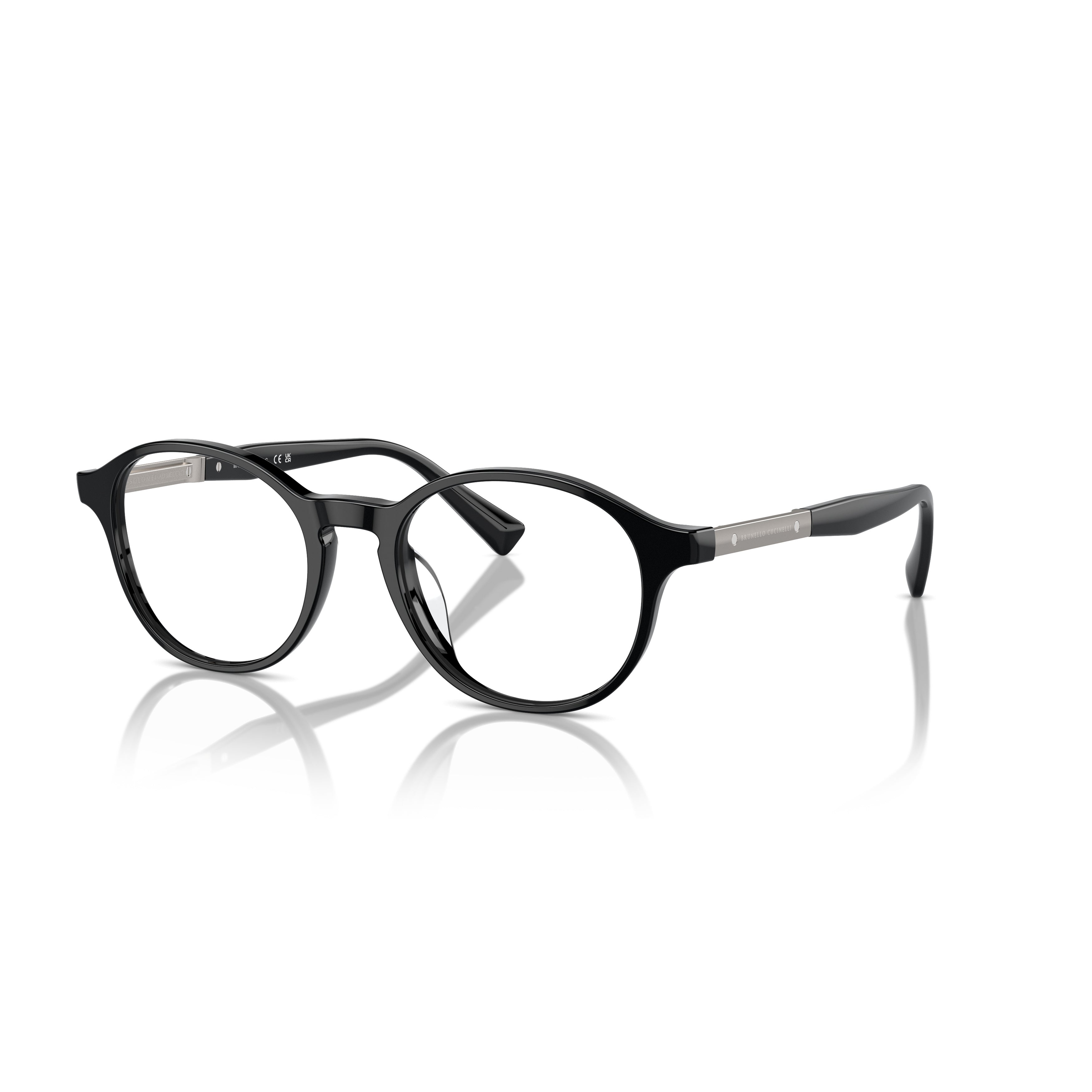 0bc3002 Glossy Black Acetate Round Frame Eyeglasses