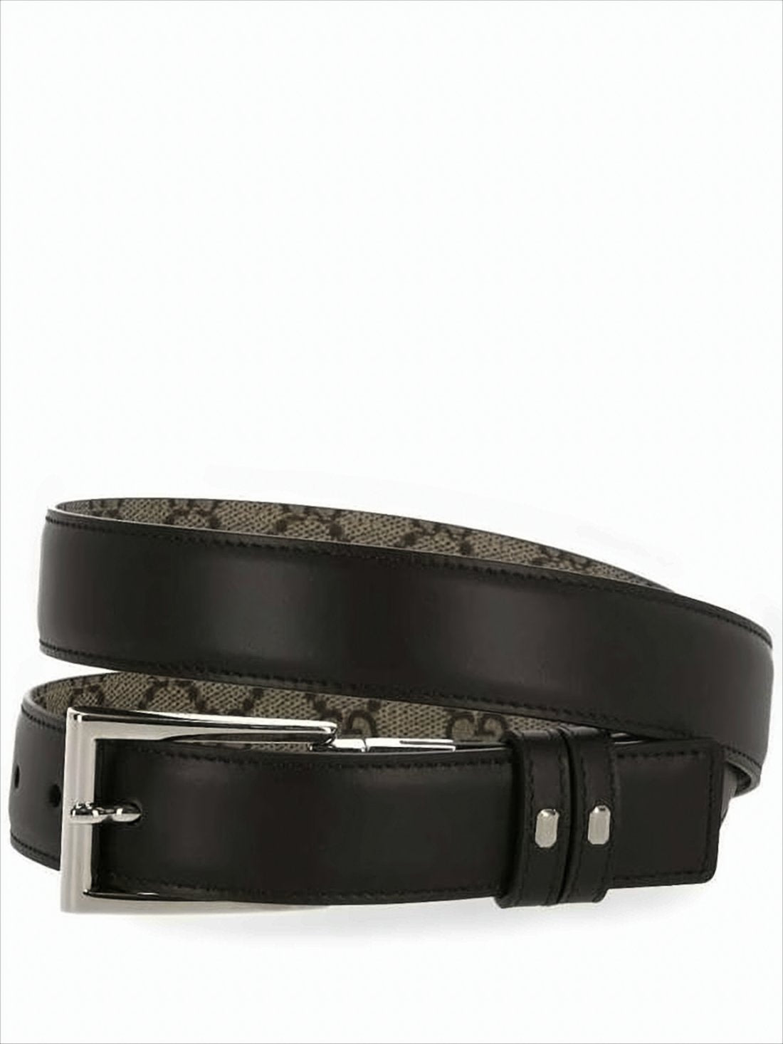 Classic Black Leather and Canvas Belt