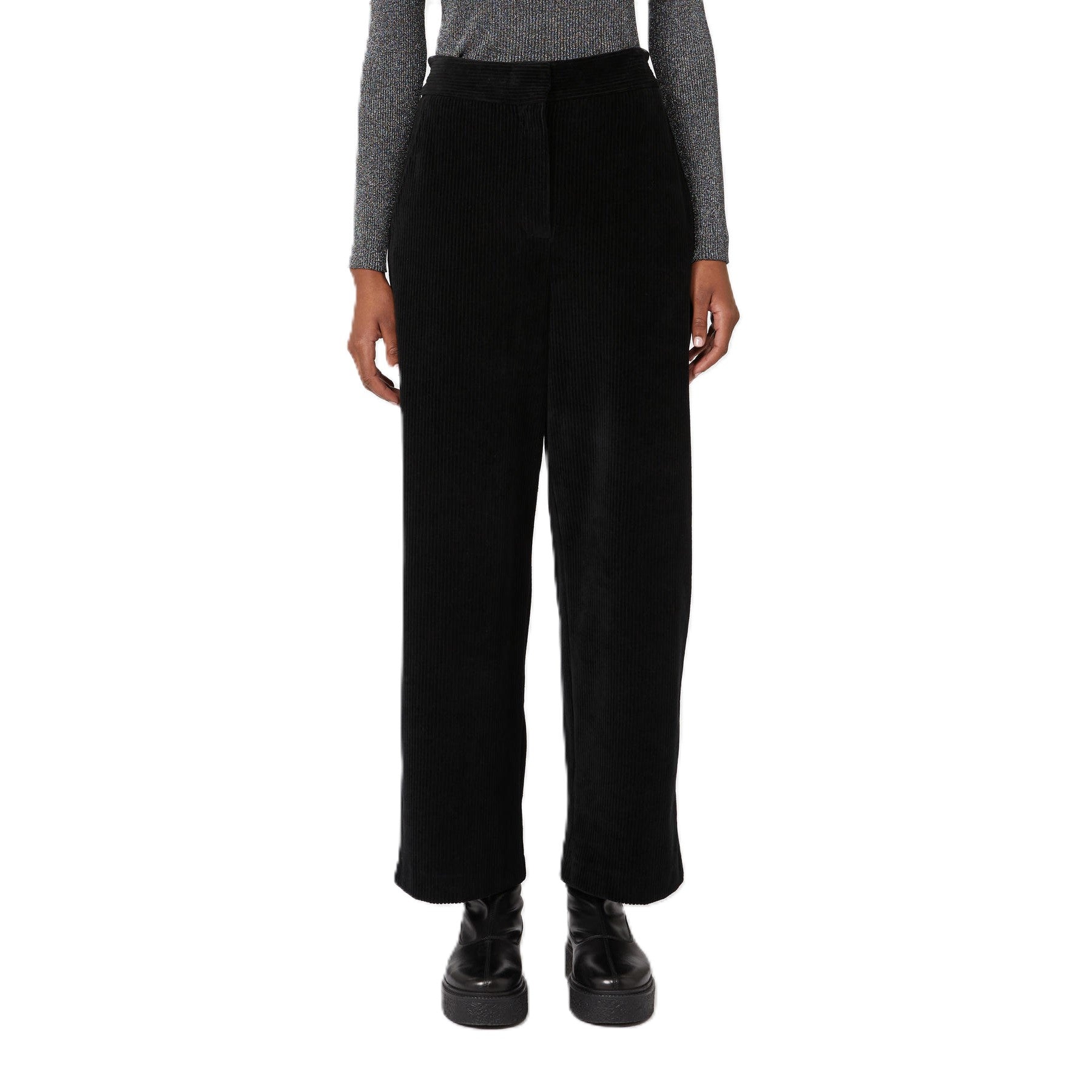 Straight-Leg Pants With High Waist And Design